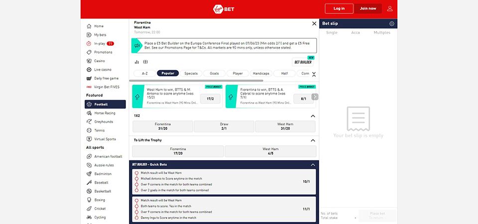 Virgin Bet Betting Markets: Short guide