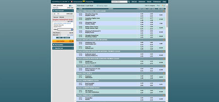 Screenshot of the WE88 sport page