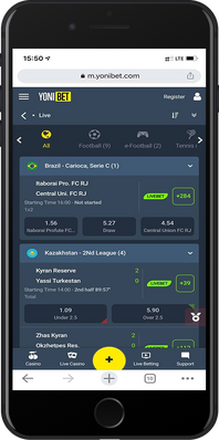 Yonibet live betting page