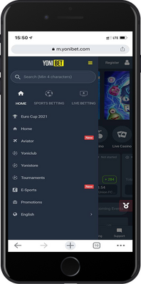 Yonibet menu