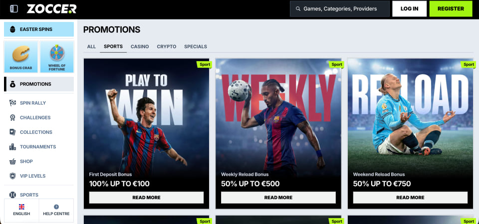 Screenshot of the Zoccer promo page