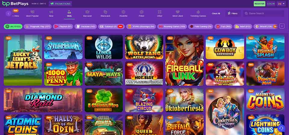Screenshot of the betPlays casino page