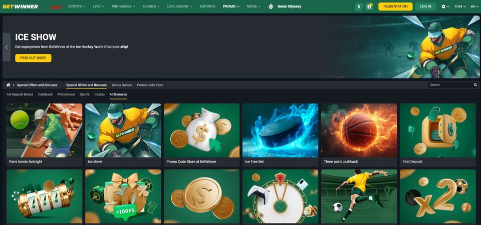 Image of promotions page for BetWinner