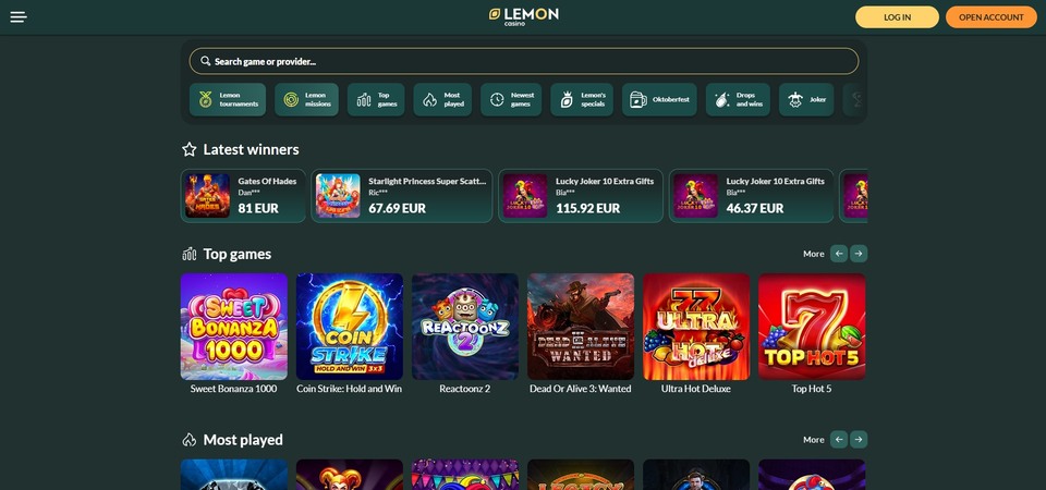 Screenshot of casino at Lemon