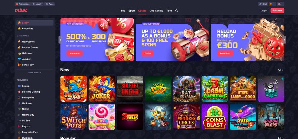 Screenshot of casino at Marathonbet