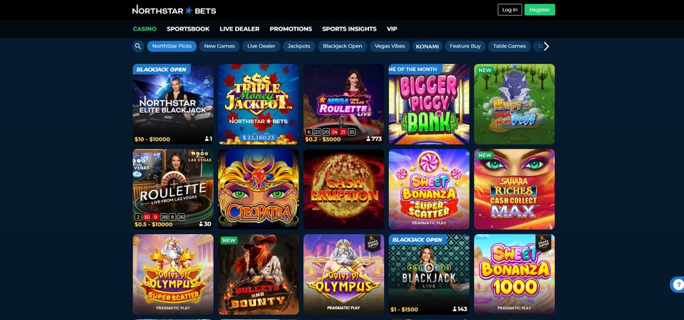 Screenshot of NorthStar Bets casino page