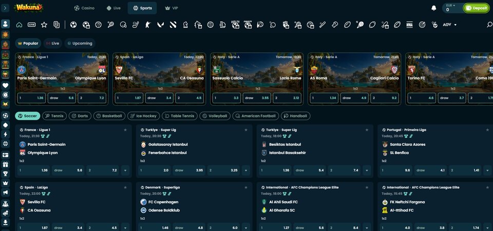 Screenshot of sports at Wakuna