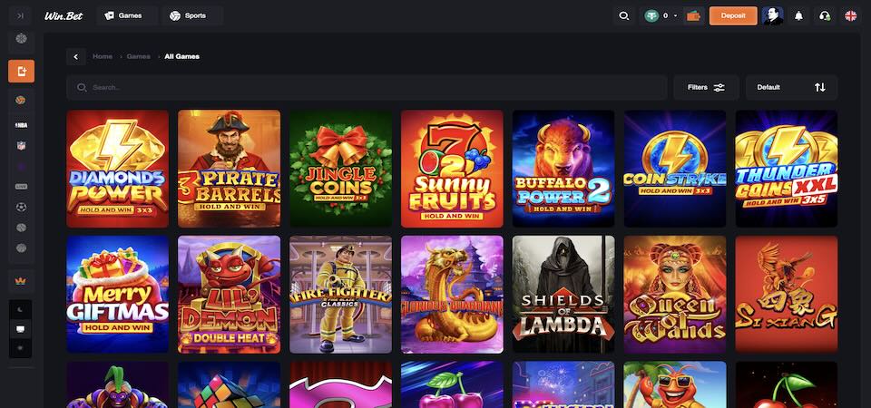 Screenshot of the Win.Bet casino page