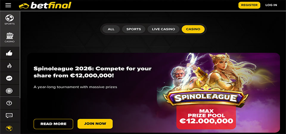 Screenshot of the Betfinal promo page 