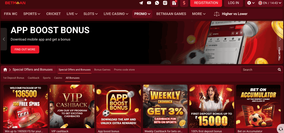 Screenshot of the Betmaan promo page