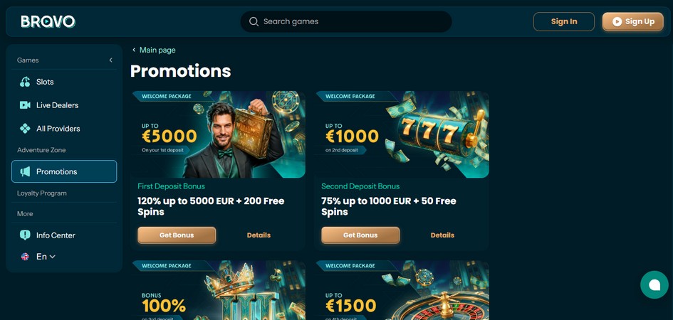 Screenshot of the BravoPlay promo page