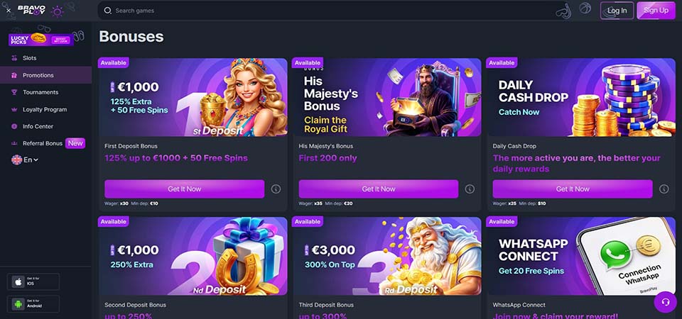 Screenshot of the BravoPlay promo page