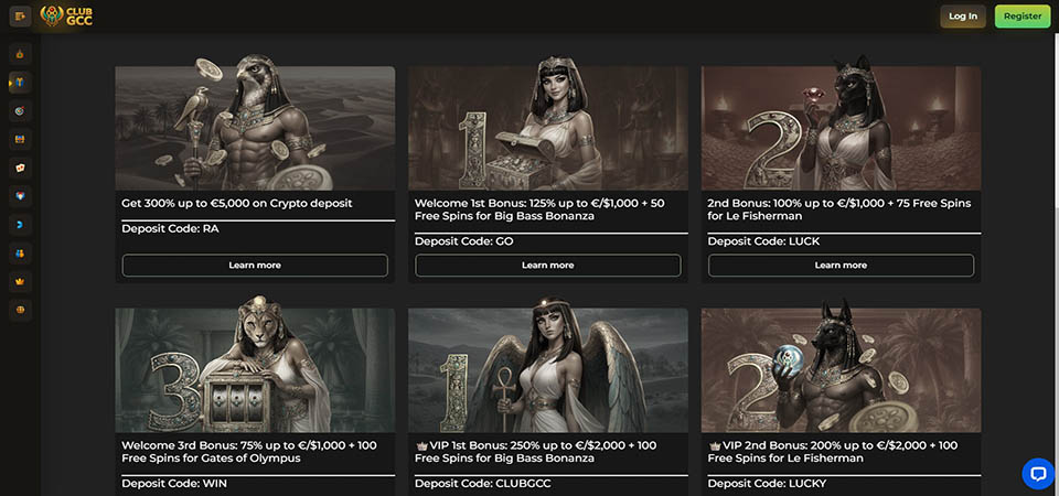 Screenshot of the ClubGCC promo page