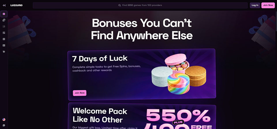 Screenshot of the Lussurio promo page