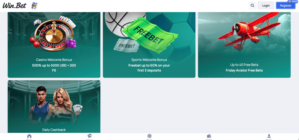 Screenshot of the Win.Bet promo page