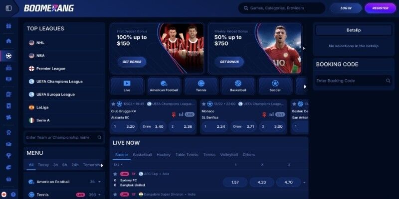 Boomerang-bet.com main page
