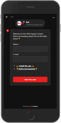 Screenshot of 1red app chat support