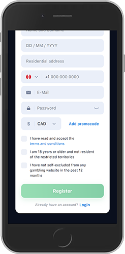 Mobile screenshot of the 1win registration page 2
