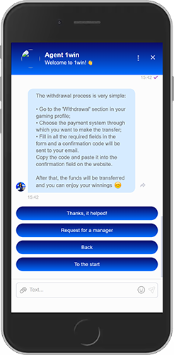 Mobile screenshot of the 1win support page 2