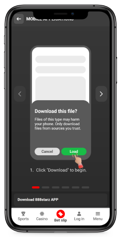 Mobile screenshot of the 888Starz Android app