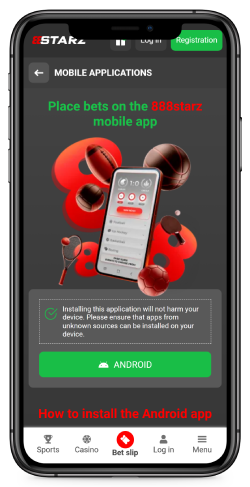 Mobile screenshot of the 888Starz mobile apps