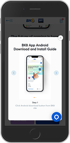 Mobile screenshot of the BK8 app page 1