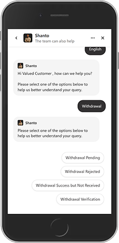 Mobile screenshot of the Baji support page 1