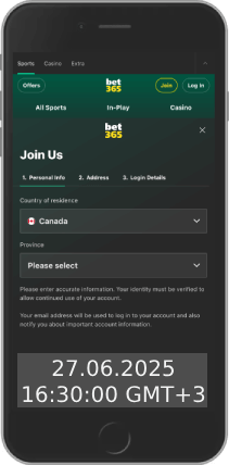 Mobile Screenshot of bet365 register page