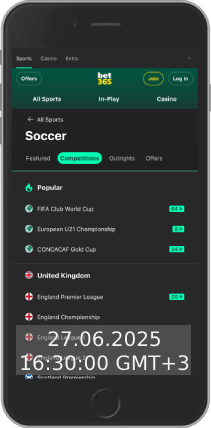 Mobile Screenshot of bet365 sport page
