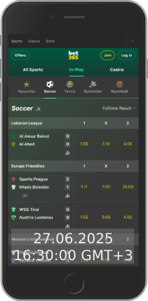Mobile Screenshot of bet365 live page