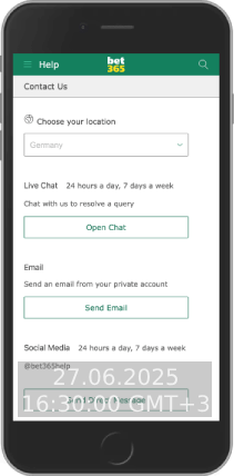 Mobile Screenshot of bet365 support page