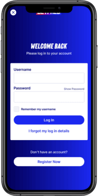 Screenshot of the Betfred login page