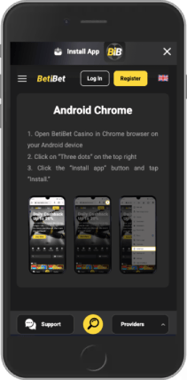 Mobile screenshot of the BetiBet Android app