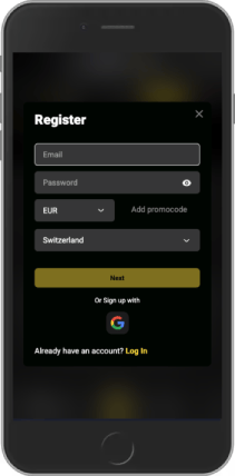 Mobile screenshot of the BetiBet register page