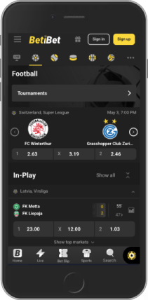 Mobile screenshot of the BetiBet football info