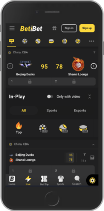 Mobile screenshot of the BetiBet sport page
