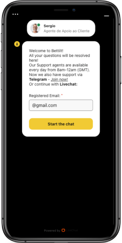 Mobile screenshot of the Bettilt live chat