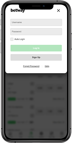 Mobile screenshot of the Betway login page
