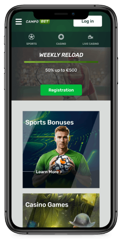 Mobile screenshot of the Campobet main page