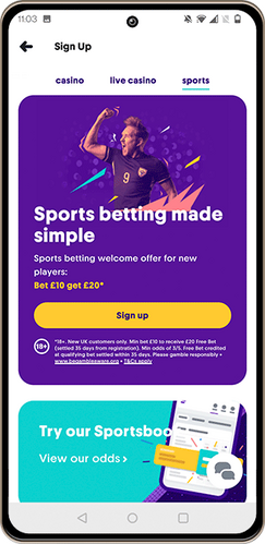 Mobile screenshot of the casumo sign up