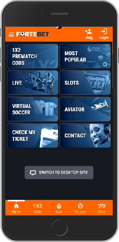 Mobile screenshot of Fortebet main page