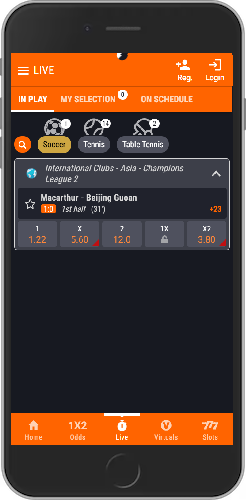 Mobile screenshot of Fortebet live sports page