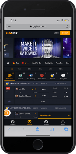 Mobile screenshot of the GGBet sport page