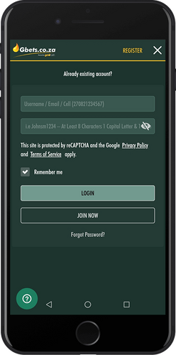 gbets login mobile page