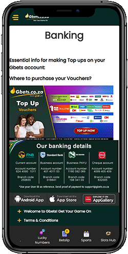 Mobile screenshot of the Gbets payment