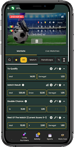 Mobile screenshot of the Gbets sport page 1