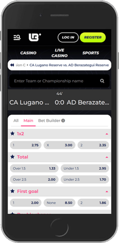 Mobile screenshot of the Lunubet sport page 2