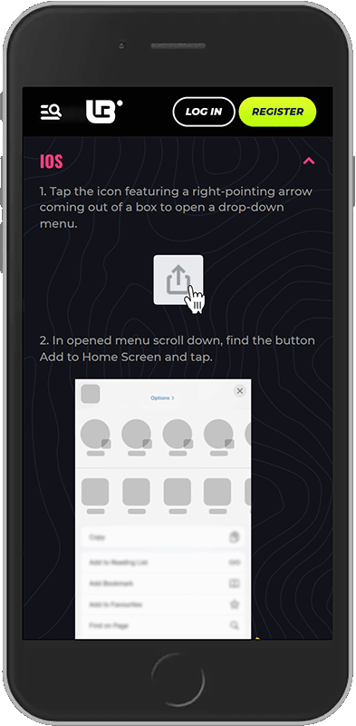Mobile screenshot of the Lunubet iOS app 1