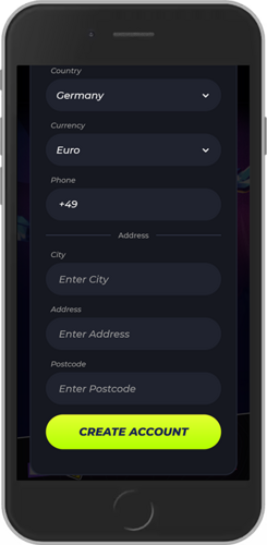 Mobile screenshot of the Lunubet registration page 3