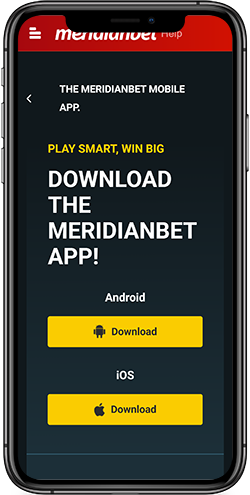 mobile screenshot of the meridianbet download app page